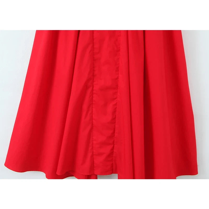 Red Elegant Slim Evening Party Dresses Sexy Backless Low Waist A-line Midi Long Halter Dresses