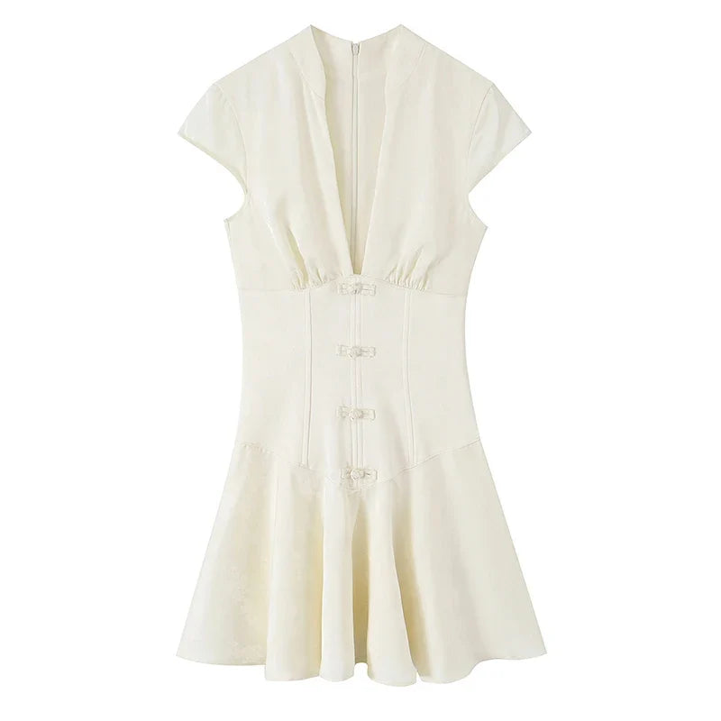 Cheongsam Style Jacquard Mini Dresses