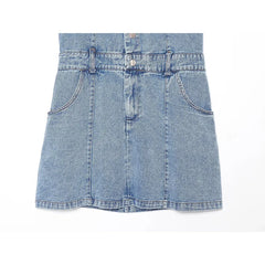 Light Blue Denim Halter Mini Dresses