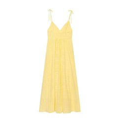 Summer Hollow Out Embroidery Sling Midi Dresses