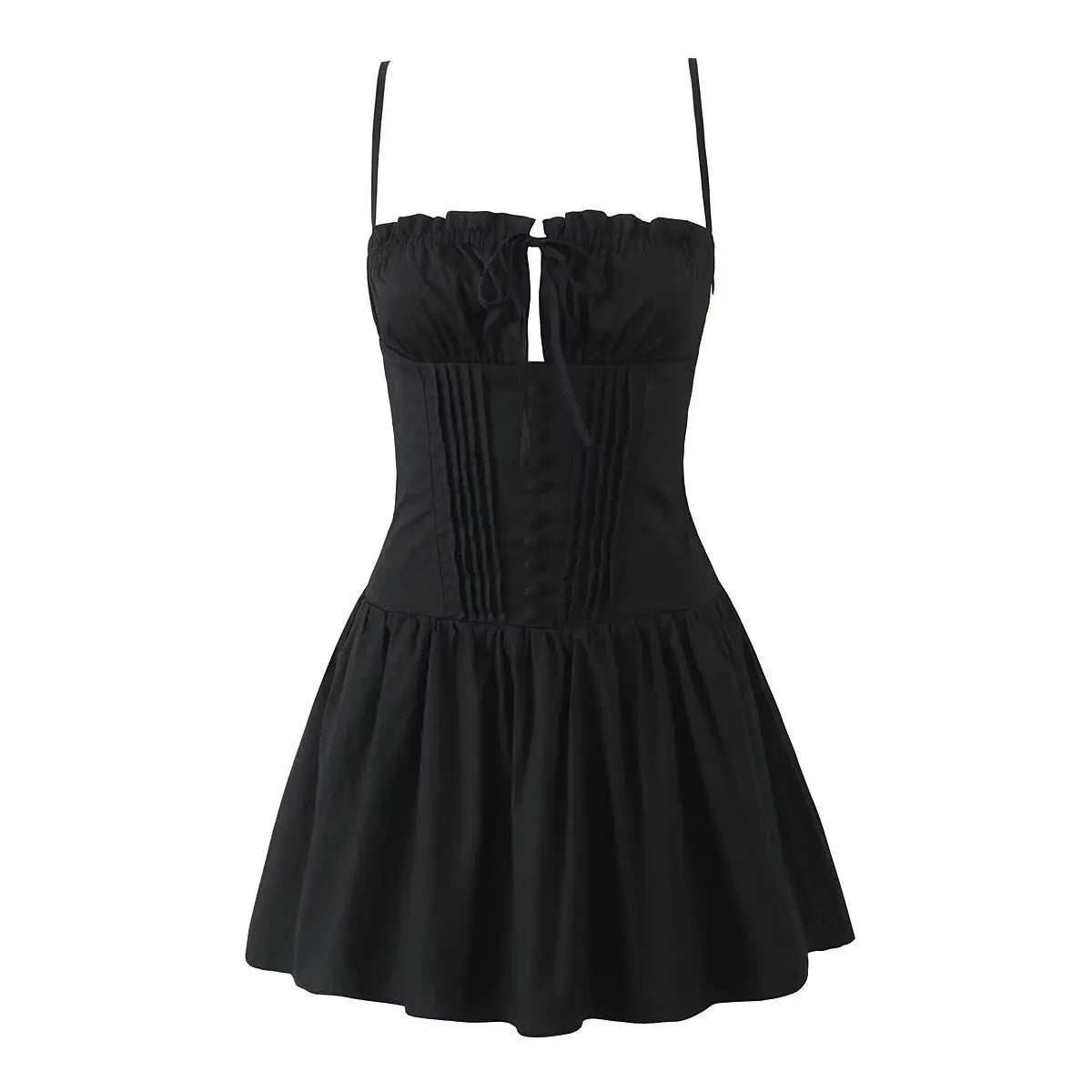 Low Waist Fit And Flare Sling Mini Dresses Wood Ears Summer Sexy Dresses