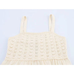 Sexy Spaghetti Straps Knit Patchwork Embroidery Dresses