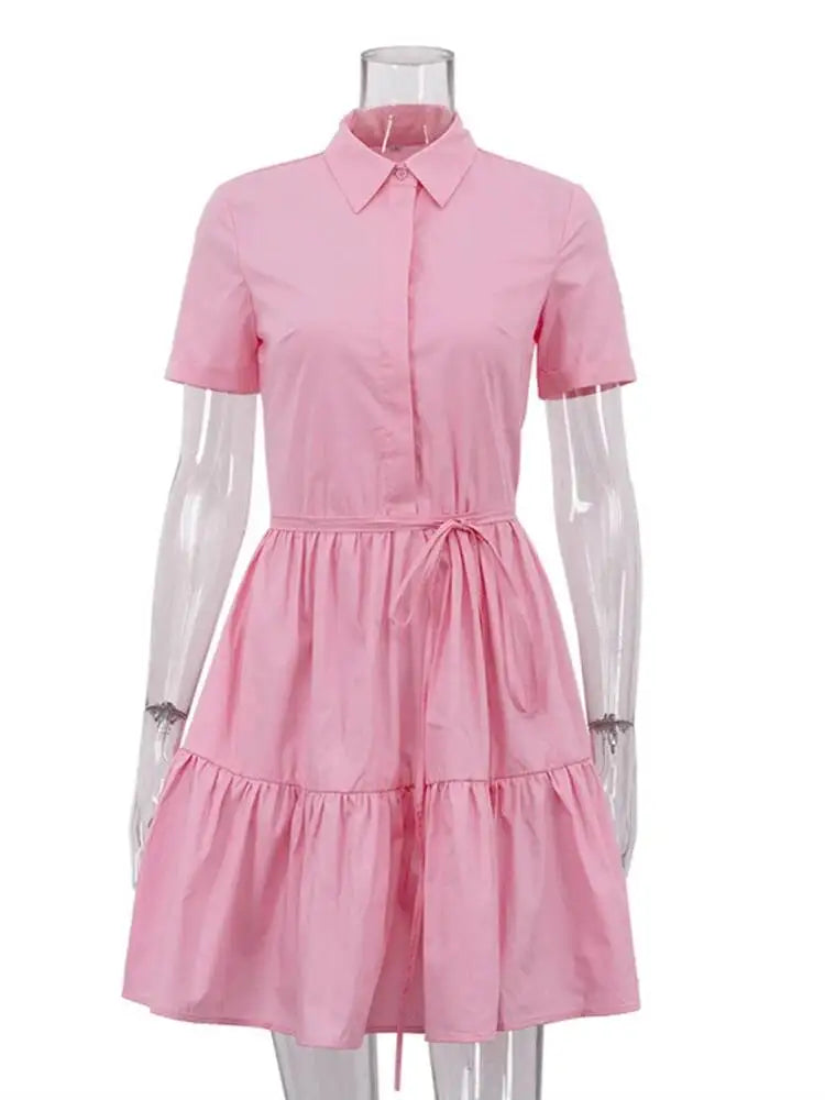 Holiday Sweet Neck Short Sleeve Bandage Waist Cinching Dresses