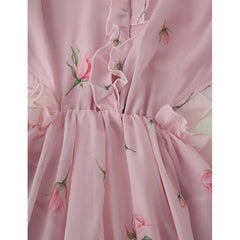 Sweet Girls Pink Ditsy Floral Chiffon Mini Dresses