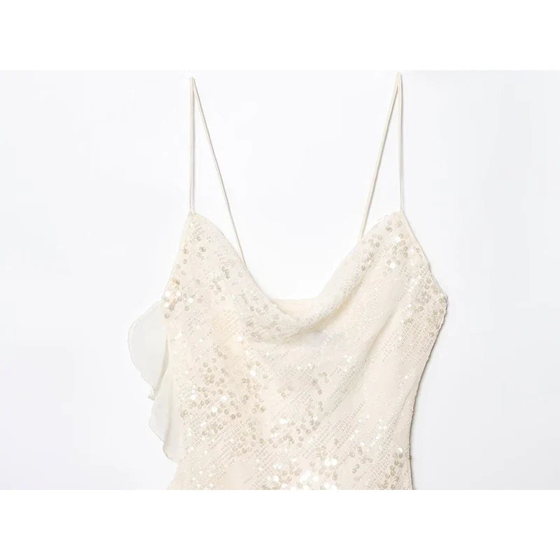 Sequin Ruffle Sling Mini Dresses