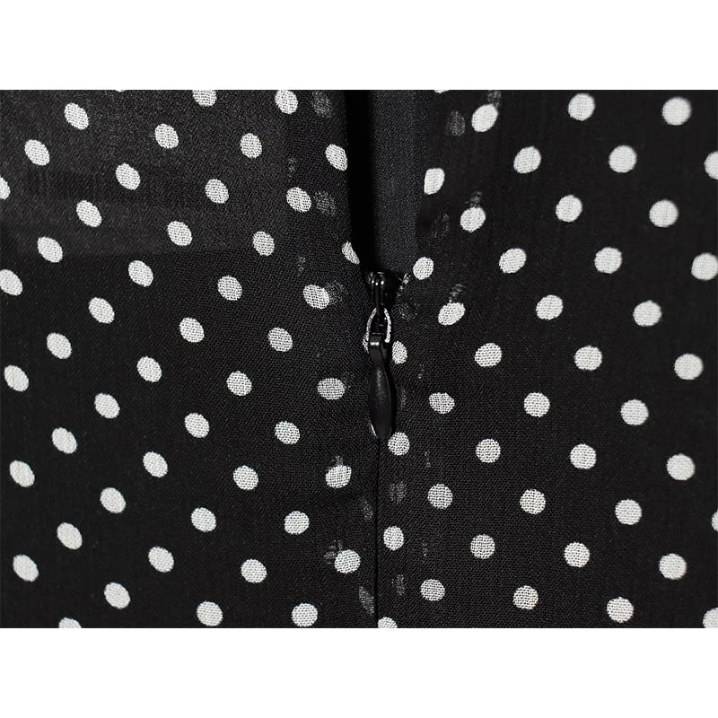 Black Polka Dot Midi Dresses