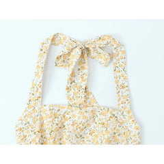 French Retro Floral Print Sexy Backless Halter Dresses