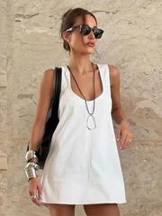 Simple U-Neck Sleeveless Mini Dresses