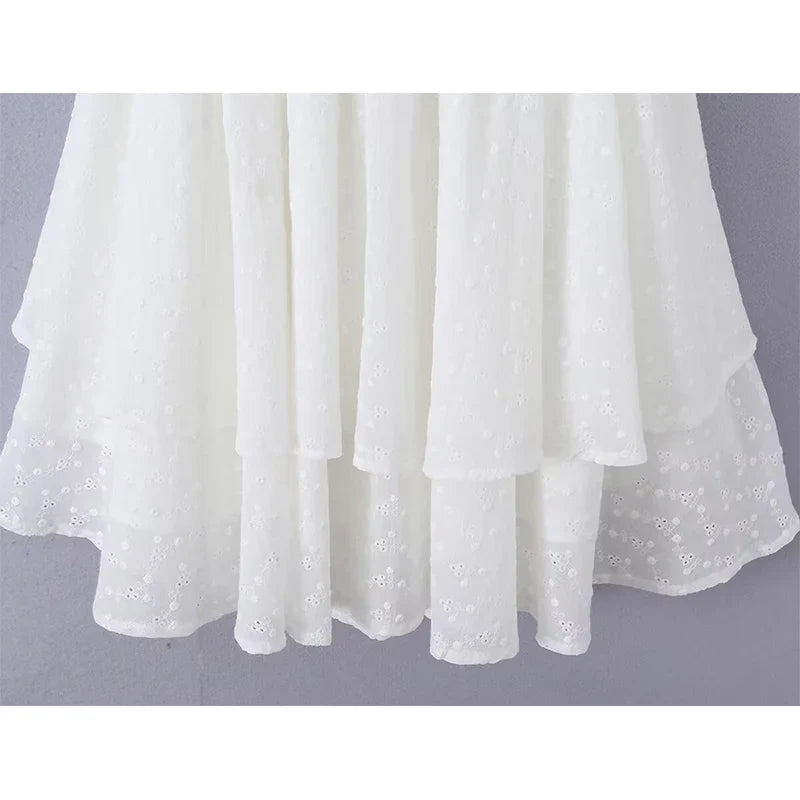 Summer White Embroidery Mini Dresses