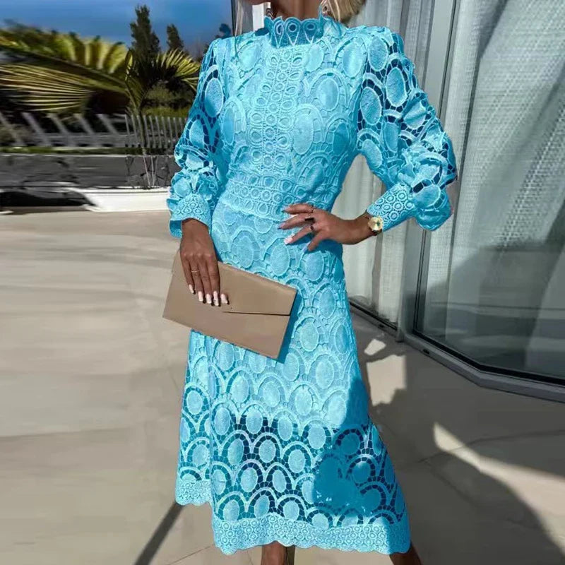 Lady Sexy Hollow Lantern Sleeve Party Dresses