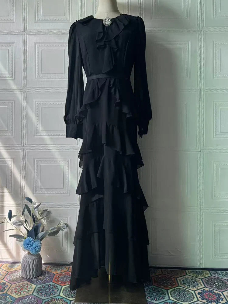 Summer Soft Long Sleeve Waist-Cinching Maxi Dresses