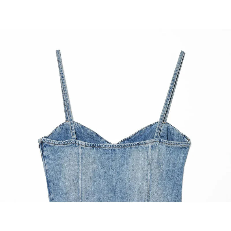 Light Blue Denim Mini Dresses