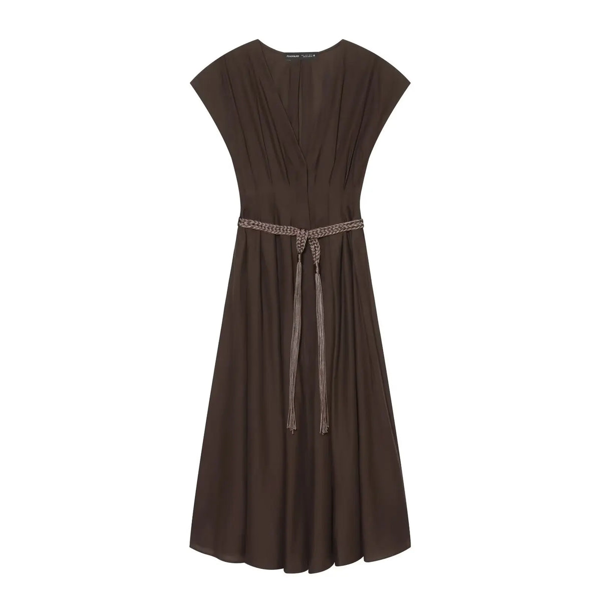 Short Sleeve V Neck With Belt Midi Dresses