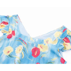 French Vacation Style Square Neck A-line Summer Dresses