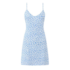 Floral Print V Neck Sling Mini Dresses