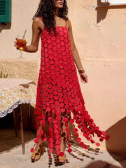 Summer Hollow-out Polka Dot Midi Dresses