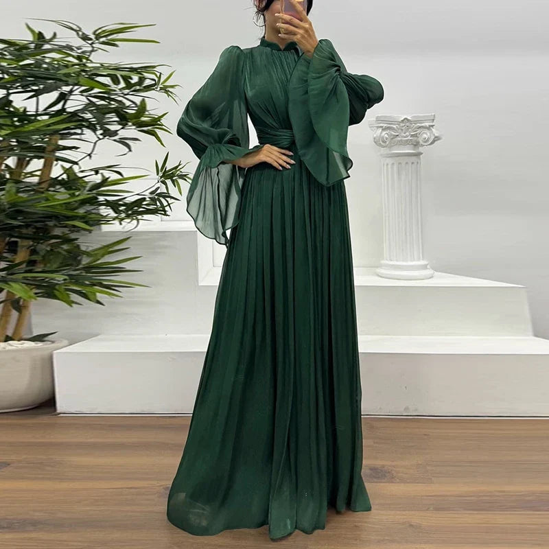Lady Autumn Flare Sleeve High Waist Dresses