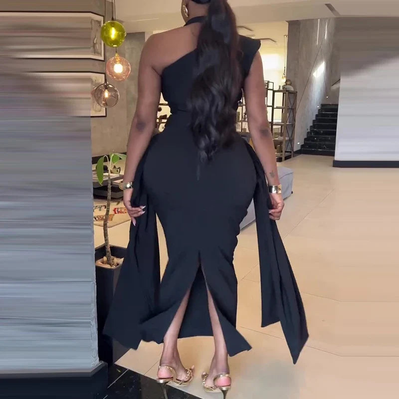 Sexy Slanted Shoulder Beading Decoration Dresses