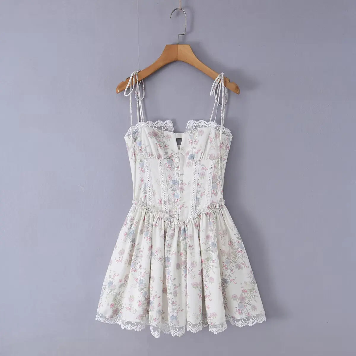 French Princess Style Sweet Floral Slim Sling Corset Mini Dresses