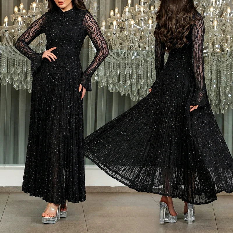 Shiny Silk Commuting Maxi Dresses