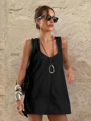 Simple U-Neck Sleeveless Mini Dresses