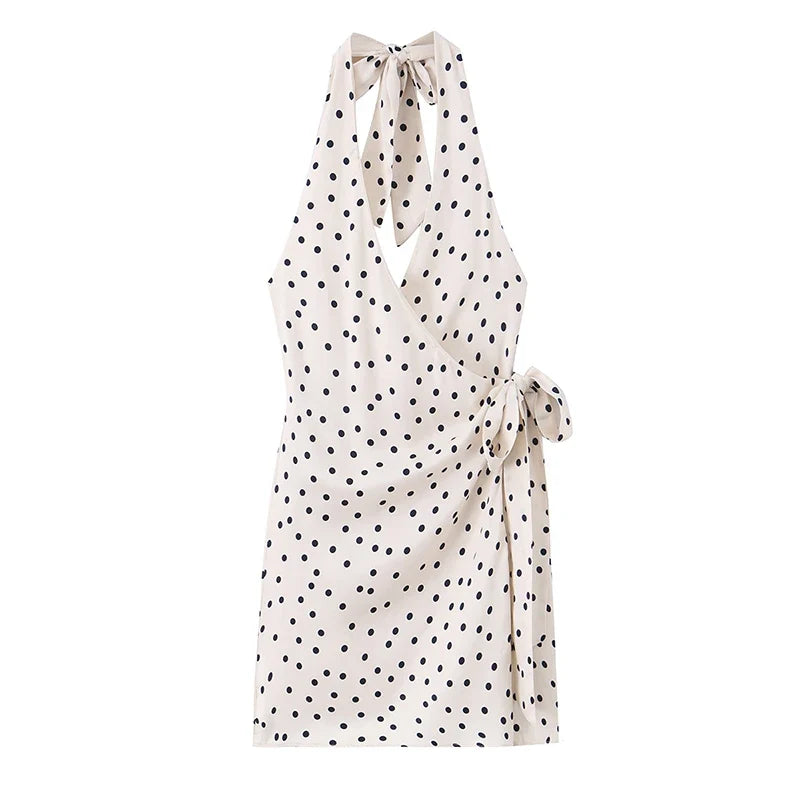 Polka Dot Halter Neck Mini Dresses