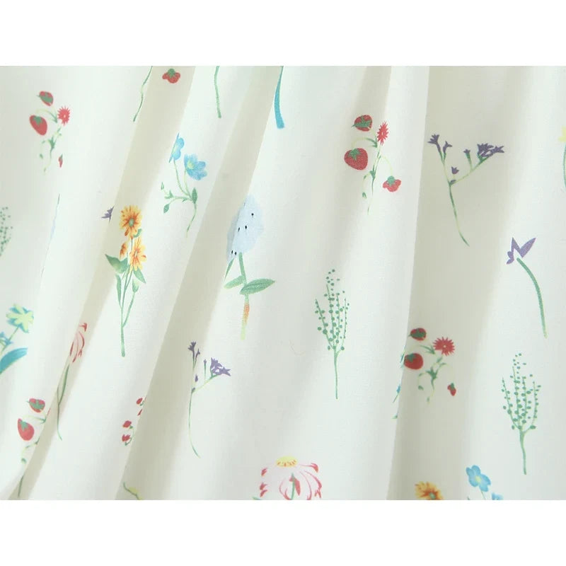 Pretty Girl Sweet Floral Print Summer Dresses Vintage Puff Sleeve A-line Mini Holiday Dresses