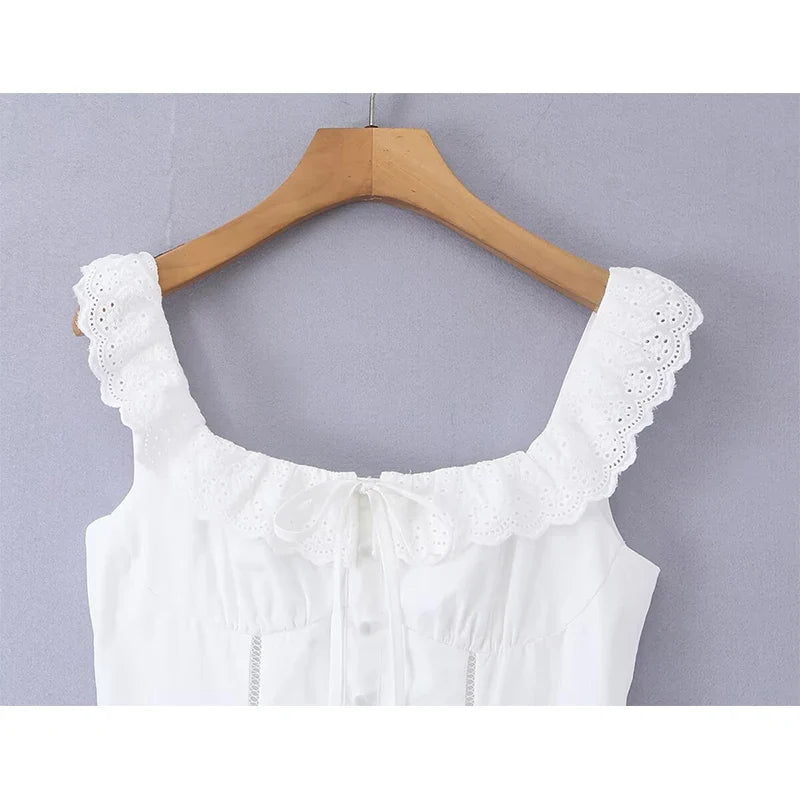 Summer White Corset Midi Dresses