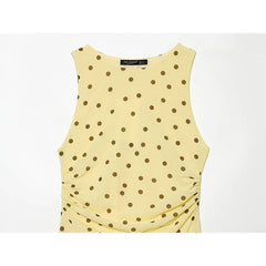 Flowy Yellow Polka Dot Maxi Dresses