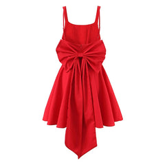 Sexy Backless Sling Red Big Bow Dresses