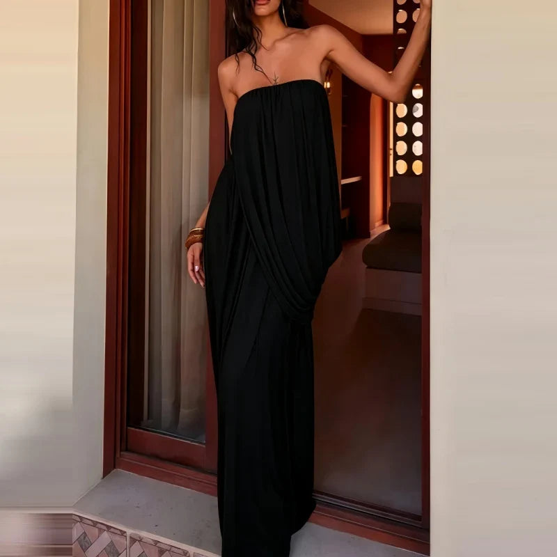 Simple Strapless Draped Cocktail Dresses
