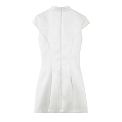 White Satin Mandarin Collar Cheongsam Dresses