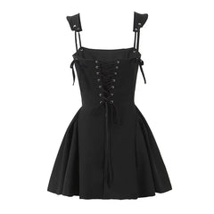 Sexy Spaghetti Straps Black Mini Ball Gown Dresses