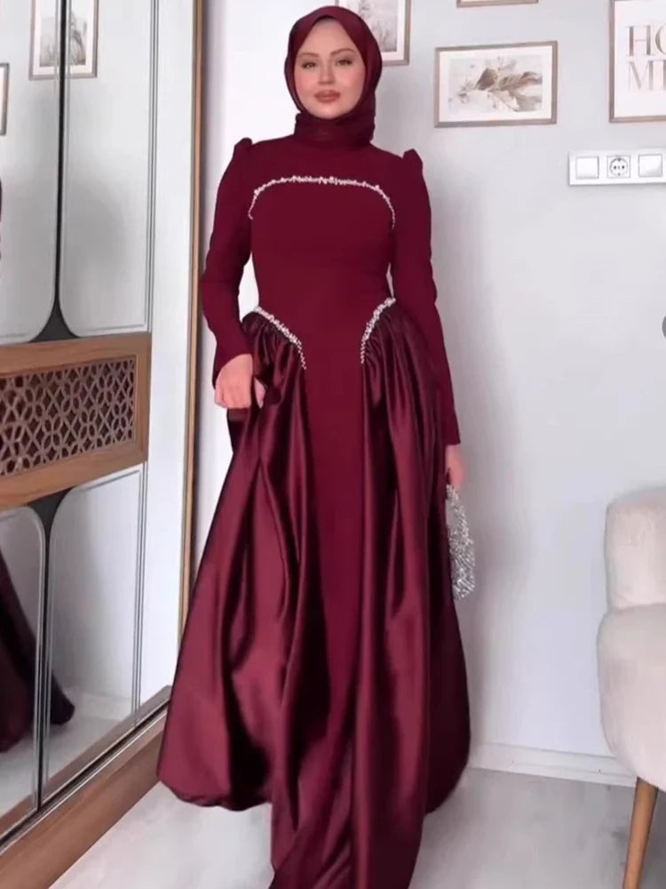 Autumn Design Patchwork Long Sleeve With Tassels And Ruffles Dresses Ladies Elegant Evening Gown 19DA1484
