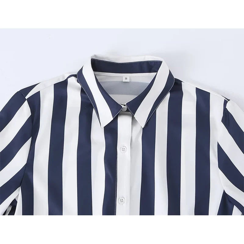Summer Vintage Striped Shirt Dresses