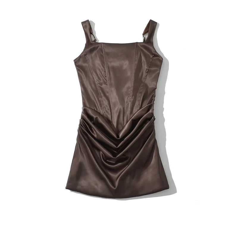 Lace Up Back Draped Bodycon Mini Sexy Dresses Black White Brown Club Party Night Out Robe Summer