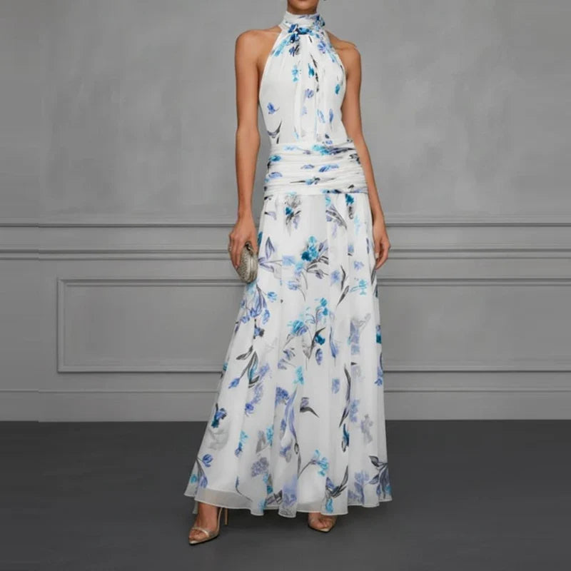 Female Casual Vacation Party Dresses Halter Sleeveless High Waist Bohemian Dresses