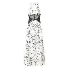 White Polka Dot Halter Maxi Dresses