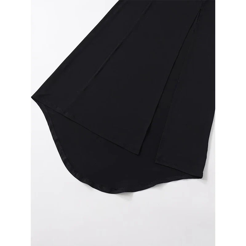 Backless Spaghetti Straps Black Long Dresses For Hem Slit V Neck A-line Party Sexy Maxi Vestidos