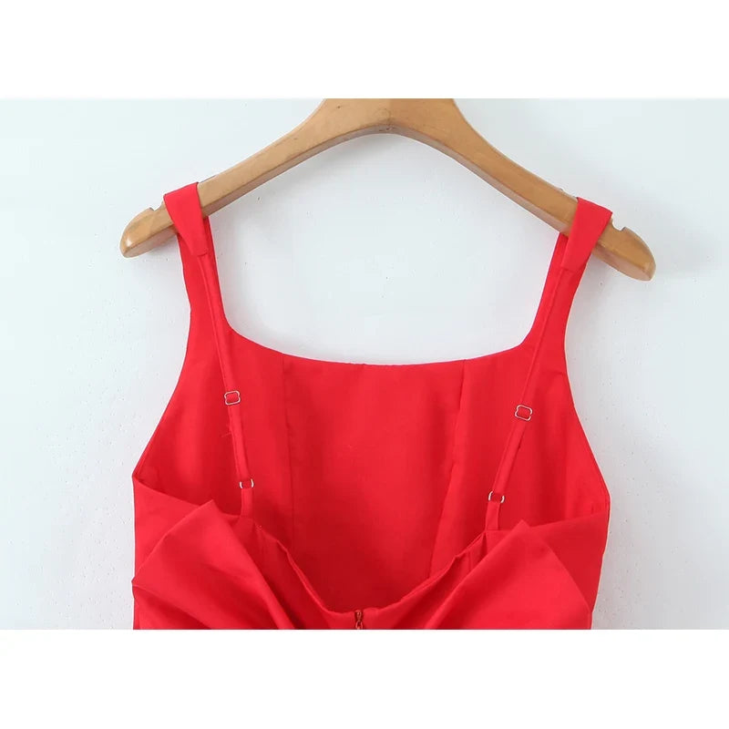 Sexy Backless Sling Red Big Bow Dresses