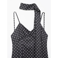 Sexy Backless With Scarf Polka Dot Camisole Dresses