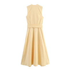 Elegant With Belt A-line Midi Dresses