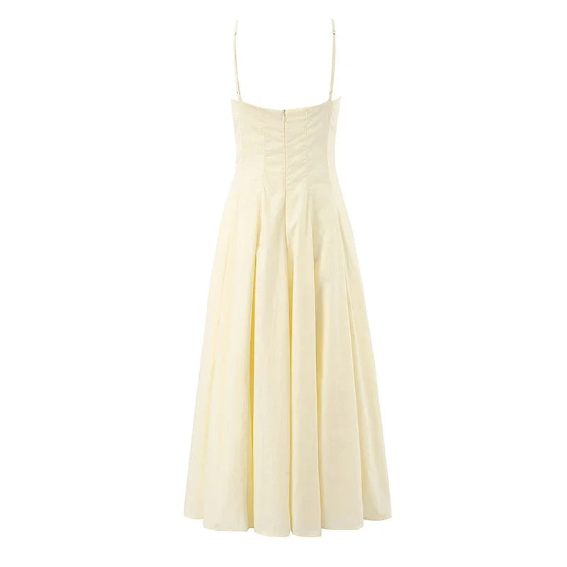 Yellow Sling Midi Dresses