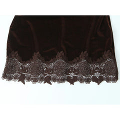 Sexy Lace Trim Velvet Dresses