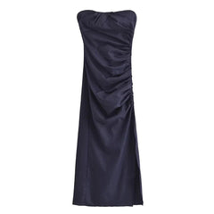 Sexy Ruched Strapless Midi Dresses