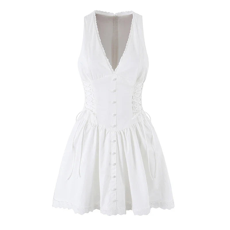 French Elegant White Mini Dresses