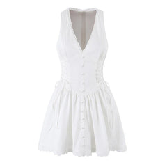 French Elegant White Mini Dresses