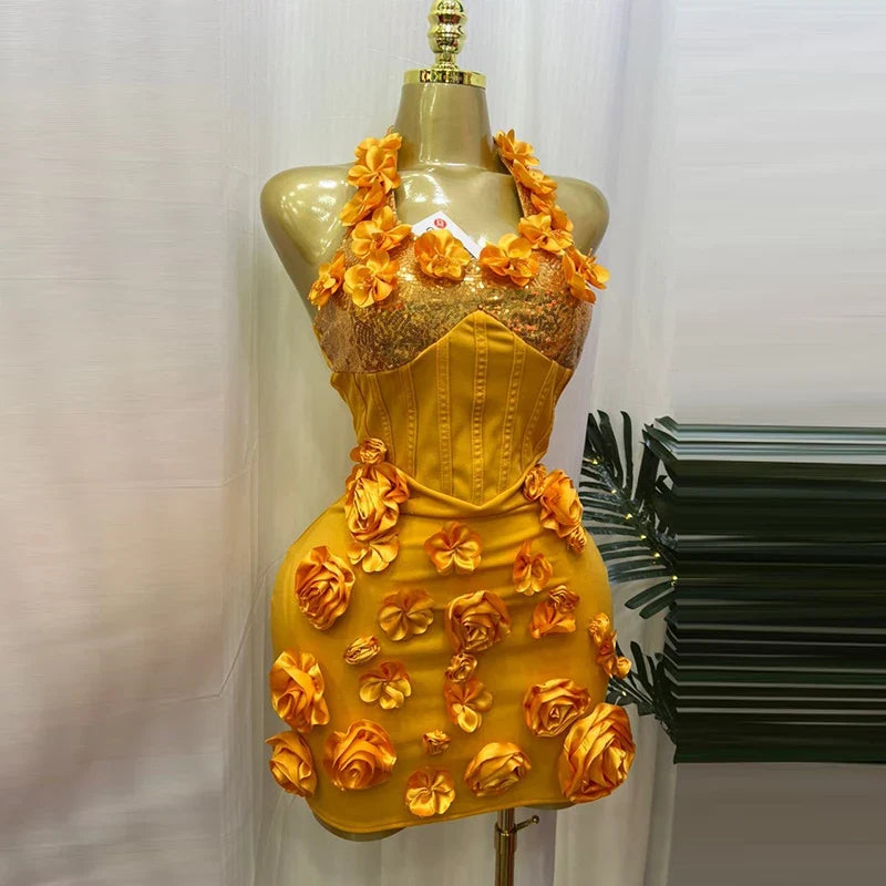 Flower Patchwork Camisole Cocktail Party Dresses