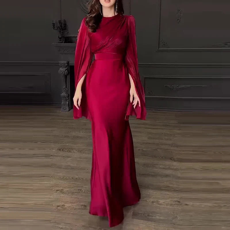 O-neck Slim Satin Dresses