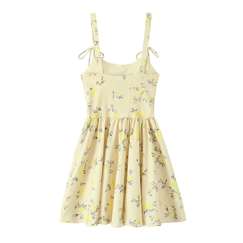 Sexy Spaghetti Straps Floral Print Short Dresses